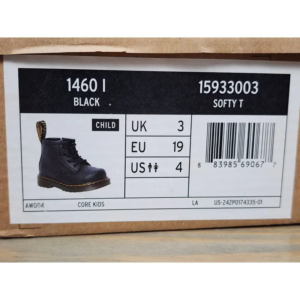 NEW Dr Martens Toddler 1460 Boots Doc Martens Softy T Black Combat Size 4